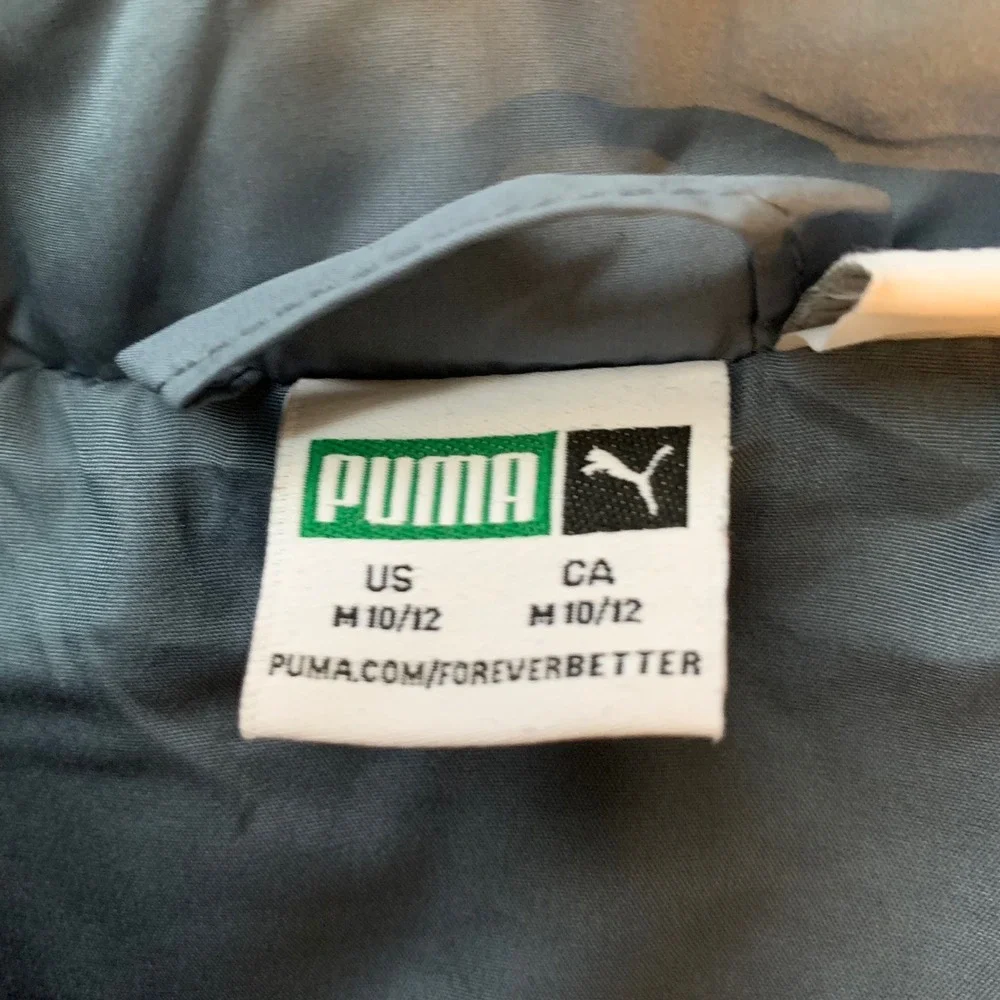 Puma Puffer Vest Youth Size M 10/12 Blue Full Zip Quilted Gorpcore Sporty Fall